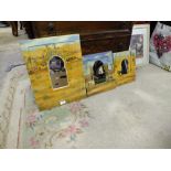 THREE EGYPTIAN STYLE HAND PAINTED WOODEN FRAMED WALL MIRRORS' TOGETHER WITH TWO CAIRO INTEREST