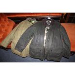 A LADIES BARBOUR WAX JACKET - SIZE 18 TOGETHER WITH AN OXFORD BLUE TWEED JACKET (2)