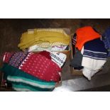 THREE BOXES OF ASSORTED VINTAGE / RETRO CLOTHING TO INC 1970S / 1980S KNITWEAR' SHELL SUIT ETC