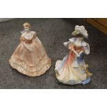 A ROYAL DOULTON 'LADY DOULTON' TOGETHER WITH A COALPORT FIGURE (2)
