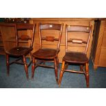 A SET OF THREE TRADITIONAL KITCHEN CHAIRS (3)