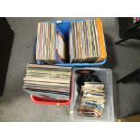 TWO BOXES OF LP RECORDS TO INC ELVIS PRESLEY TOGETHER WITH A BOX OF 7" SINGLES
