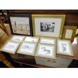 A COLLECTION OF PICTURES AND PRINTS' PICTURE FRAMES ETC. TO INCLUDE A WATERCOLOUR OF MEERKATS'