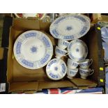 A TRAY OF COALPORT ,REVELRY, PATTERN CHINA TO INCLUDE DINNER PLATES