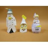 THREE ROYAL WORCESTER FIGURES - BUDGE' HUSH & OWL