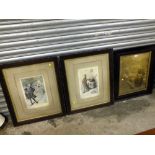 A PAIR OF ANTIQUE OAK FRAMED ENGRAVINGS' TOGETHER WITH AN ANTIQUE PHOTOGRAPH (3)