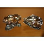 A PAIR OF BOXED HALLMARKED SILVER FILLED OYSTER DISHES BY JJ RUDELL & CO