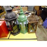 THREE LARGE CANDLE LANTERNS