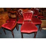 A MIXED SET OF FIVE ANTIQUE MAHOGANY DINING CHAIRS (2 + 3)