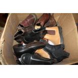 A LARGE BOX OF LADIES UNBOXED BOOTS ETC