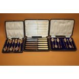 THREE CASED SETS OF FLATWARE