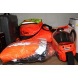 TWO EMERGENCY ESCAPE BREATHING DEVICES A/F TOW XL HIGH VIS JACKETS