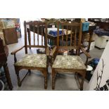 A PAIR OF OAK OLD CHARM ARMCHAIRS