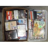 TWO BOXES OF DVDS