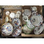 TWO TRAYS OF MOSTLY ANTIQUE CERAMICS TO INCLUDE A VICTORIAN TWIN HANDLED BOWL