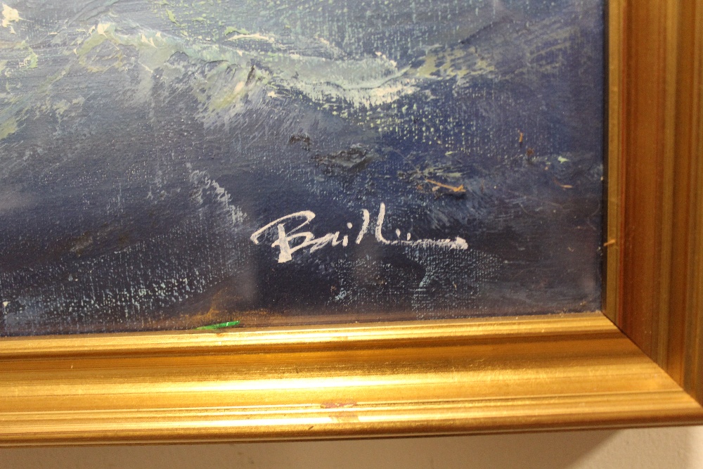 BAILLE - A GILT FRAMED AND GLAZED OIL BOARD DEPICTING A SHIP AT SEA SIGNED LOWER RIGHT OVERALL - Image 2 of 3