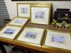 A SET OF SIX GILT FRAMED AND GLAZED ,THE TATE GALLERY LONDON - WANDERINGS BY THE SEINE, J M W TURNER