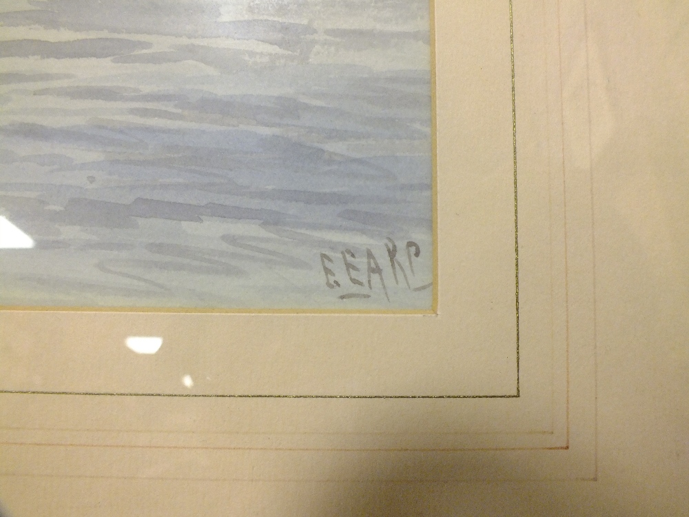 A FRAMED AND GLAZED WATERCOLOUR ENTITLED ,THE OLD CHAIN PIER' BRIGHTON, SIGNED E. EARP OVERALL - Image 2 of 3