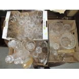 THREE TRAYS OF ASSORTED CUT GLASS ETC. TO INCLUDE DECANTERS' EDINBURGH CRYSTAL ETC.