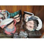 FOUR ROYAL DOULTON CHARACTER JUGS COMPRISING OFF CAPTAIN HENRY MORGAN' DICK TURPIN' HENRY VIII &