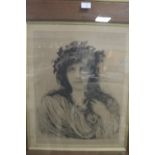 SIR HUBERT VON HERKOMER - A FRAMED AND GLAZED PORTRAIT STUDY OF A YOUNG WOMAN 'IVY' SIGNED IN PLATE