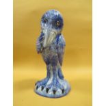 A KEVIN FRANCIS BLUE FLAMBE ,WHISPERER, GROTESQUE BIRD FIGURE