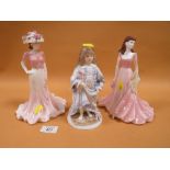 A ROYAL WORCESTER ,LULLABY, FIGURE' TOGETHER WITH TWO COALPORT LADY FIGURES (3)