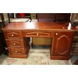 A MODERN TWIN PEDESTAL DRESSING TABLE W-144 CM