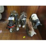 TWO CERAMIC SHIRE HORSE FIGURES' TOGETHER WITH TWO BULL FIGURES (4)