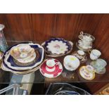 A COLLECTION OF ANTIQUE GILDED CERAMICS A/F TO INCLUDE DRESDEN' COALPORT' DAVENPORT ETC. (QTY)