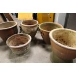 FIVE PLANT POTS TO INCLUDE TERRACOTTA EXAMPLES