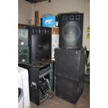 A SELECTION OF DJ EQUIPMENT' SPEAKERS TO INCLUDE KAM EXAMPLES