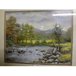 A FRAMED AND GLAZED PASTEL PICTURE OF A COUNTRY RIVER SCENE SIGNED HALE LOWER RIGHT