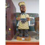 A CARVED WOODEN SHOP DISPLAY STYLE CHEF FIGURE