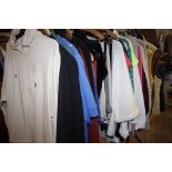 A QUANTITY OF LADIES MODERN & VINTAGE CLOTHING' VARIOUS STYLES AND PERIODS TO INC JEANS' JACKETS'