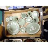 TOW BOXES OF GREEN AND DARK BLUE WEDGWOOD JASPERWARE