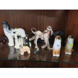 A COLLECTION OF CERAMIC DOG FIGURES ETC. TO INCLUDE RUSSIAN AFGHAN HOUNDS' POOLE EXAMPLE ETC. (9)