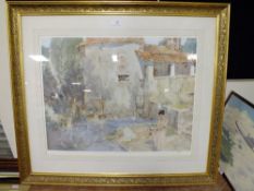 W. RUSSELL FLINT - A LARGE FRAMED AND GLAZED LIMITED EDITION PRINT OF LADIES BEFORE BUILDINGS 549/
