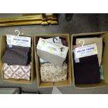 THREE LARGE BOXES OF ASSORTED FABRIC AND LINEN ETC.