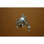 AN OPAL AND MARCASITE STERLING SILVER DRAGONFLY BROOCH