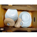TWO TRAYS OF RETRO POOLE LIGHT BLUE AND GREY TEA AND DINNERWARE