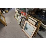 A LARGE QUANTITY OF ASSORTED FRAMED AND GLAZED PRINTS ETC. TO INCLUDE A JOHN THOMPSON PRINT