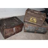 TWO VINTAGE BOXES INCLUDING A BURGOYNES AUSTRALIAN WINES EXAMPLE PLUS AN AMMO BOX (3)