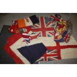 A COLLECTION OF VINTAGE UNION JACK FLAGS' BUNTING ETC