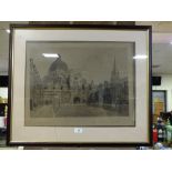 AN ANTIQUE FRAMED ENGRAVING OF OXFORD BRAZENOSE OLD QUAD