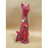 A LARGE ANITA HARRIS EGYPTIAN CAT ,LEAVES PATTERN,