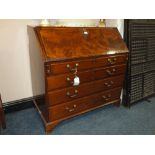 AN ANTIQUE MAHOGANY INLAID BUREAU WITH FITTED INTERIOR W-107 CM