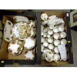 TWO TRAYS OF ROYAL ALBERT OLD COUNTRY ROSES CHINA TO INCLUDE A TEAPOT' DINNER PLATES' LIDDED VASE