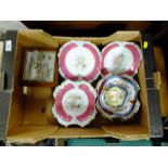 A TRAY OF DECORATIVE CONTINENTAL STYLE CHERUBIC CERAMIC DESSERT SETS ETC