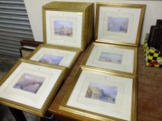 A SET OF SIX GILT FRAMED AND GLAZED ,OXFORD UNIVERSITY - THE RIVERS OF FRANCE COLLECTION, J M W